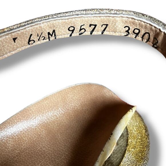 Vintage Animato Gold Strappy Heels Size 6.5M Slingback Sandals JC Penney - Picture 5 of 12